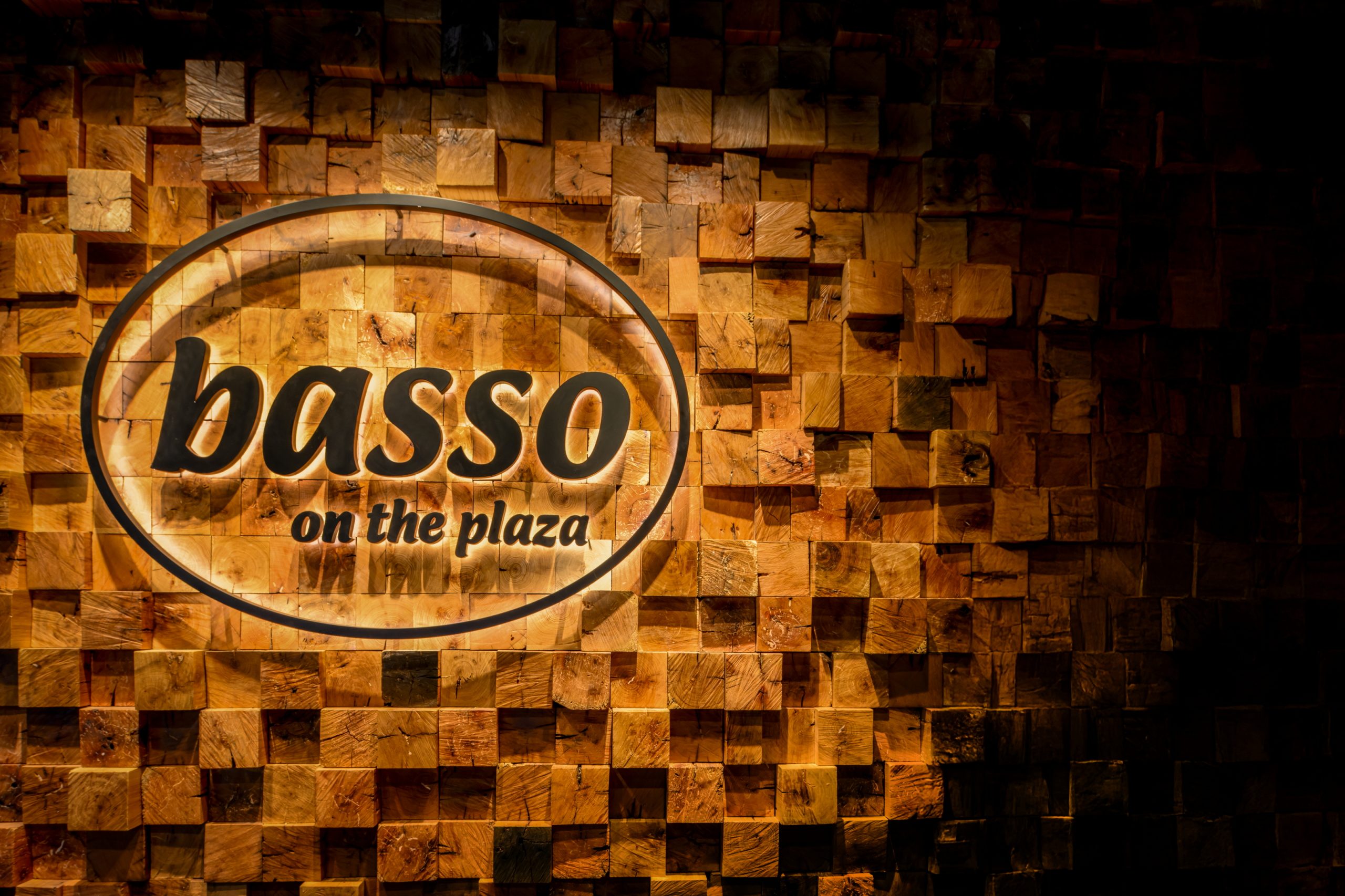Basso sign on the wall at Basso on the Plaza